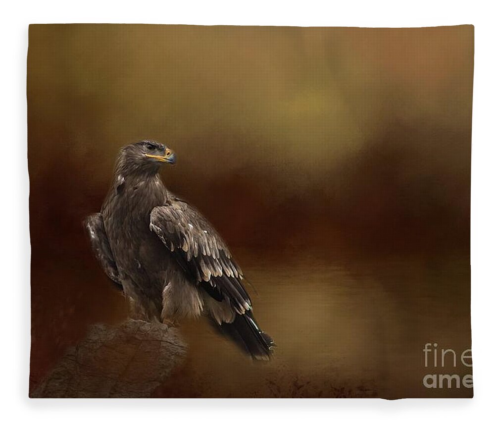 Golden Eagle Fleece Blanket featuring the photograph Golden Eagle by Eva Lechner