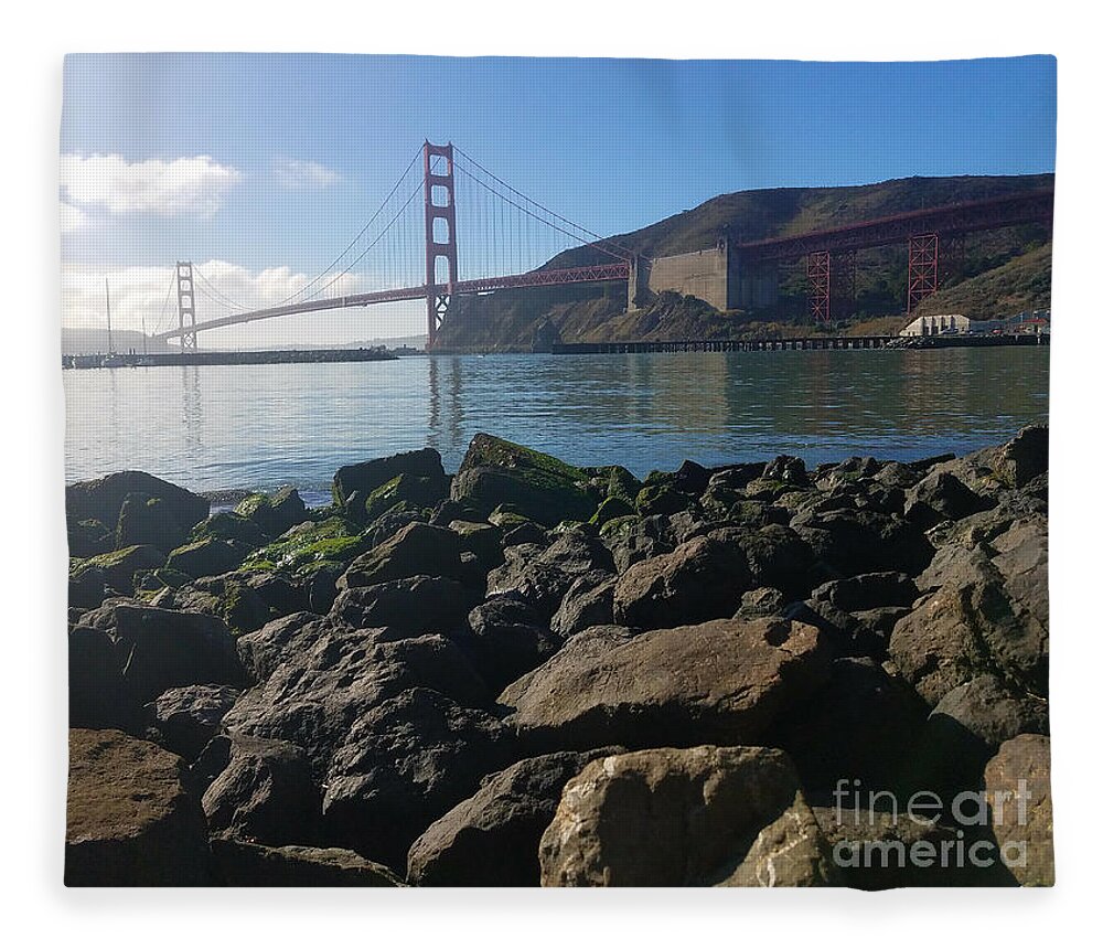 Golden Gate Bridge Fleece Blanket featuring the photograph Golden Gate Bridge New Year's Eve Daytime by Artist Linda Marie