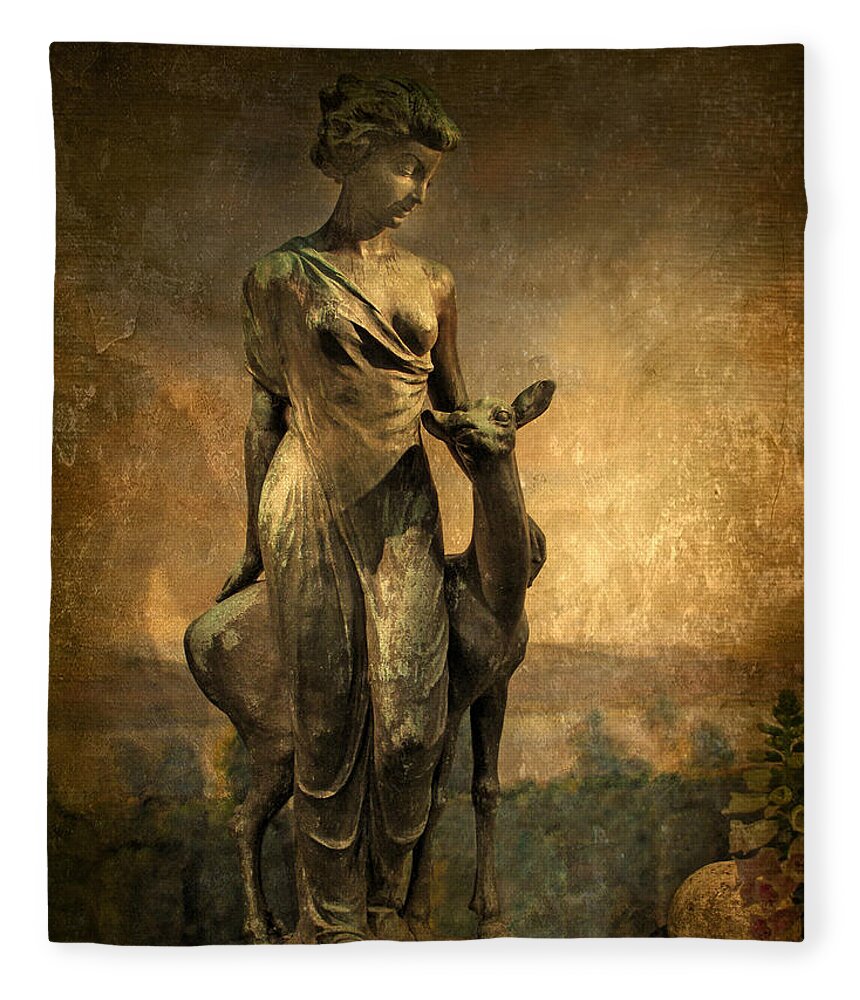 Statue Fleece Blanket featuring the photograph Golden Lady by Jessica Jenney