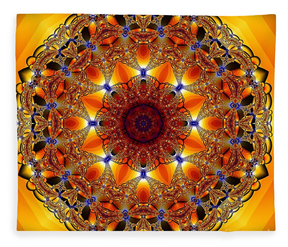 Wall Art Fleece Blanket featuring the digital art Golden Mandala by Kelly Holm