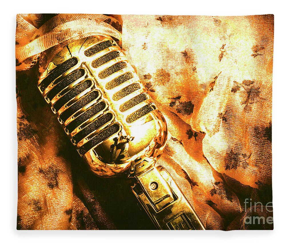 Microphone Fleece Blanket featuring the photograph Golden oldies art by Jorgo Photography