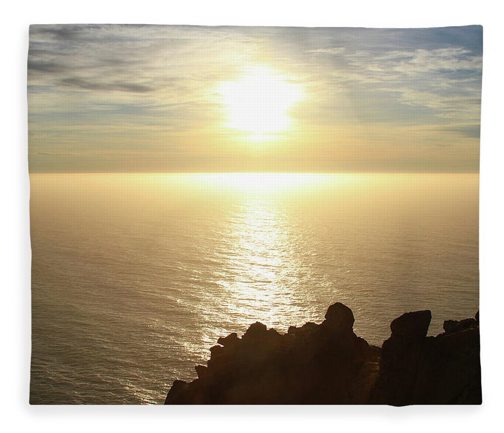 Golden Pacific Sunset 1 Fleece Blanket featuring the photograph Golden Pacific Sunset 1 by Bonnie Follett