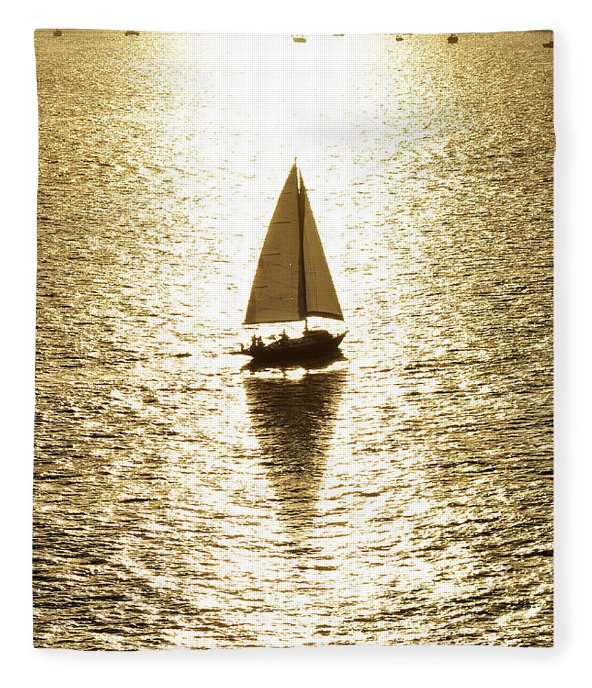 Golden Fleece Blanket featuring the photograph Golden Sail by Robert WK Clark