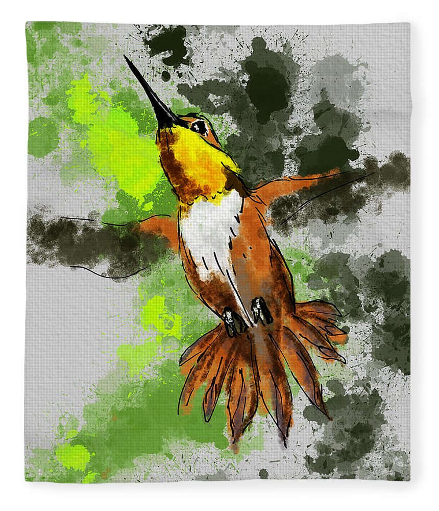 Birds Fleece Blanket featuring the digital art Golden Throat by Michael Kallstrom