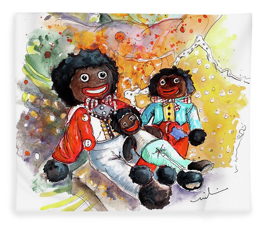 Travel Fleece Blanket featuring the painting Gollies In Truro by Miki De Goodaboom