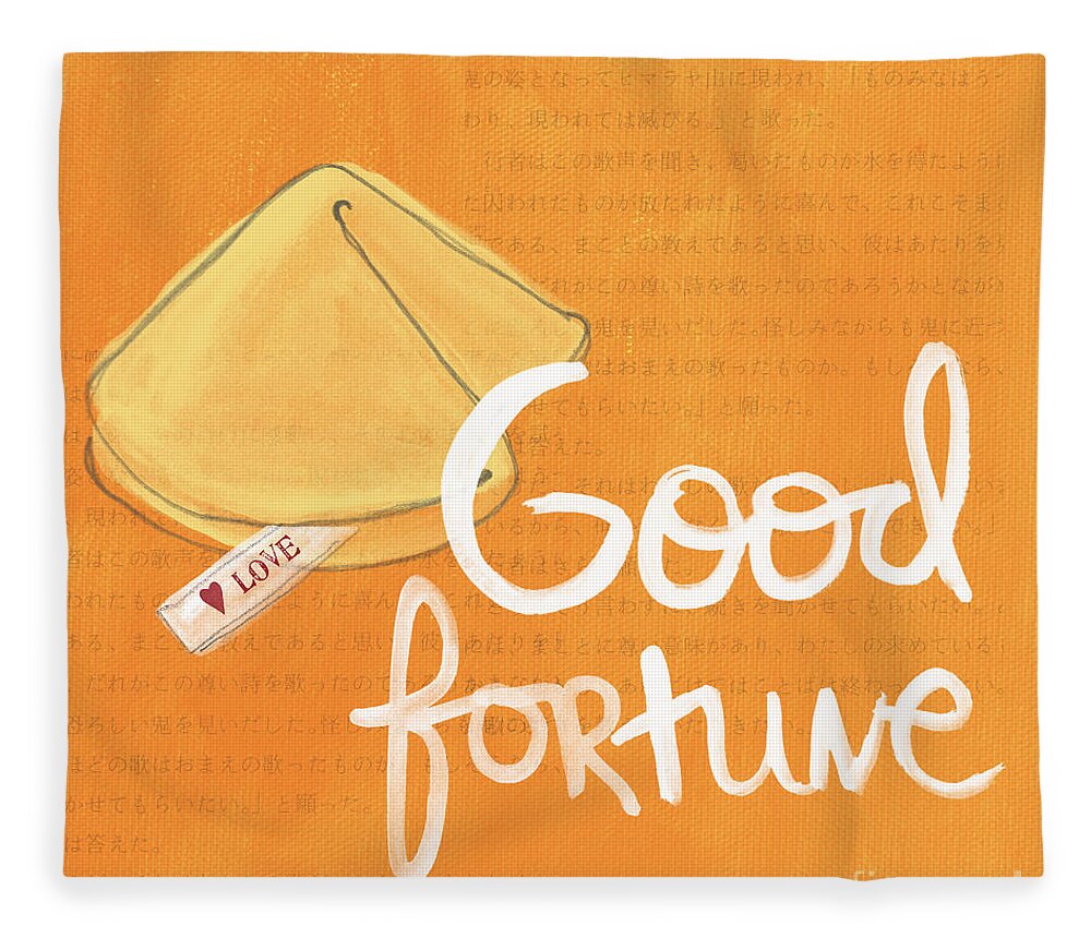Fortune Fleece Blanket featuring the mixed media Good Fortune by Linda Woods