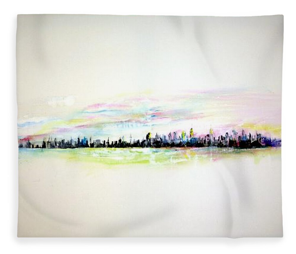 New York Fleece Blanket featuring the painting Good Morning America by Jack Diamond
