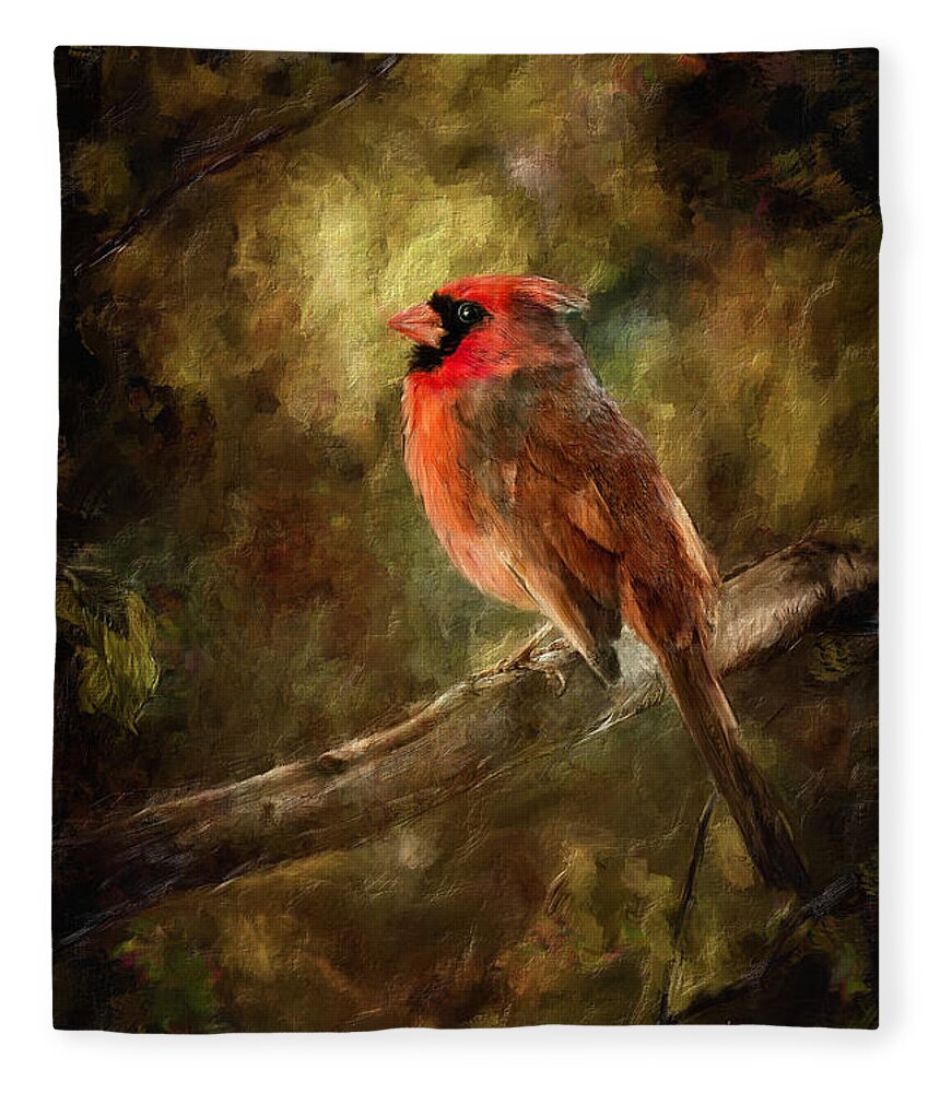 Cardinal Fleece Blanket featuring the digital art Goodbye Mr. Pip by Lois Bryan