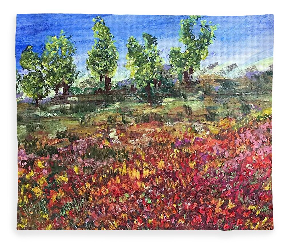  Fleece Blanket featuring the painting Goodbye winter by Norma Duch