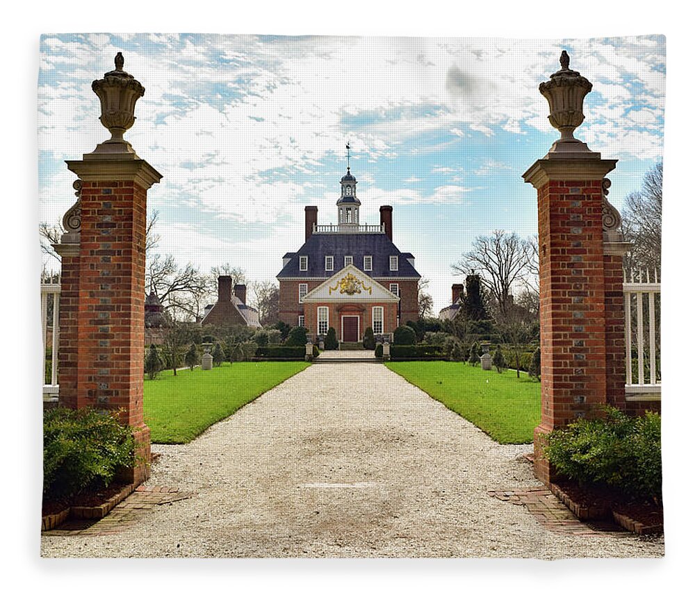 Virginia Fleece Blanket featuring the photograph Governor's Palace in Williamsburg, Virginia by Nicole Lloyd