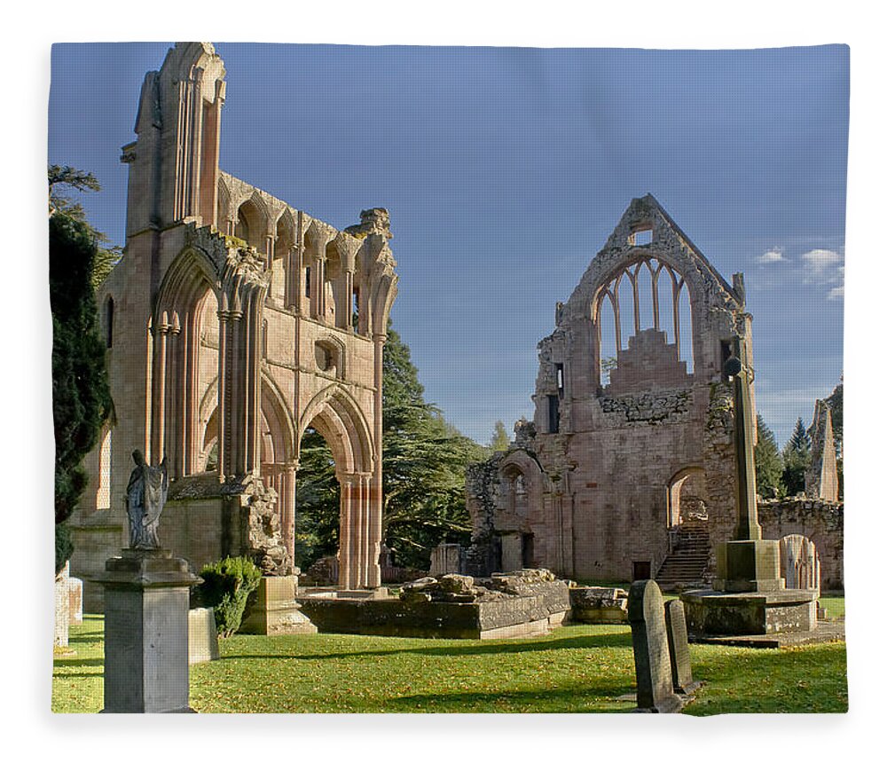 Dryburgh Fleece Blanket featuring the photograph Graceful Ruins. Dryburgh Abbey. by Elena Perelman