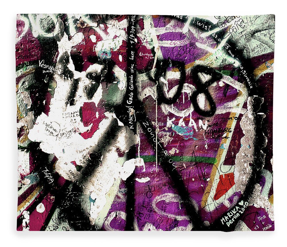 Berlin Fleece Blanket featuring the photograph Graffiti on the Berlin Wall by Adriana Zoon