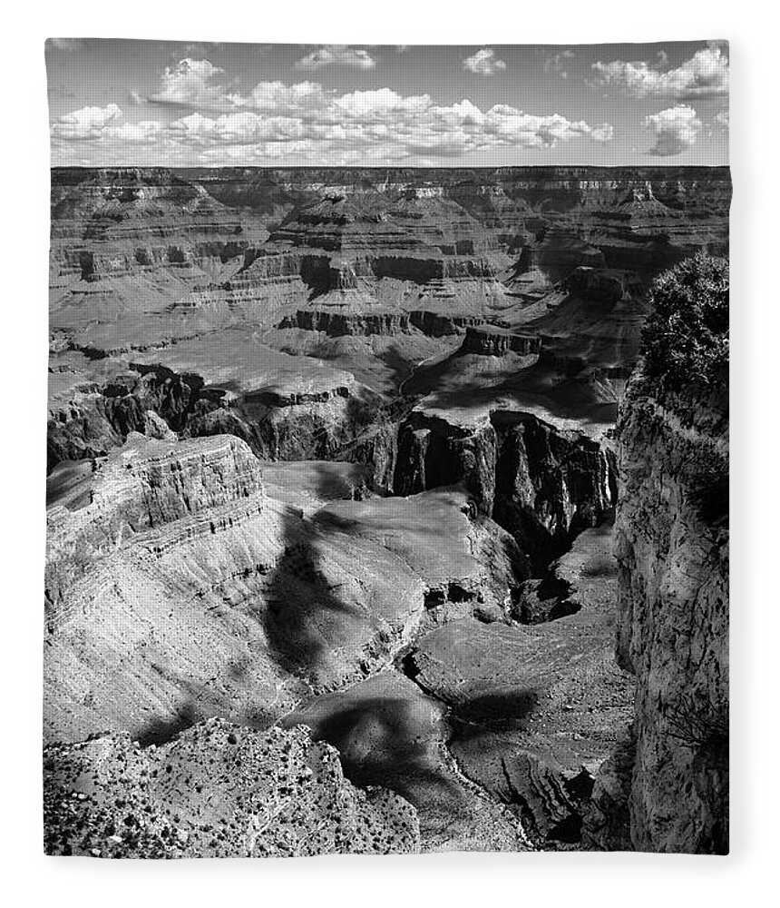 Grand Canyon Fleece Blanket featuring the photograph Grand Canyon BW by RicardMN Photography