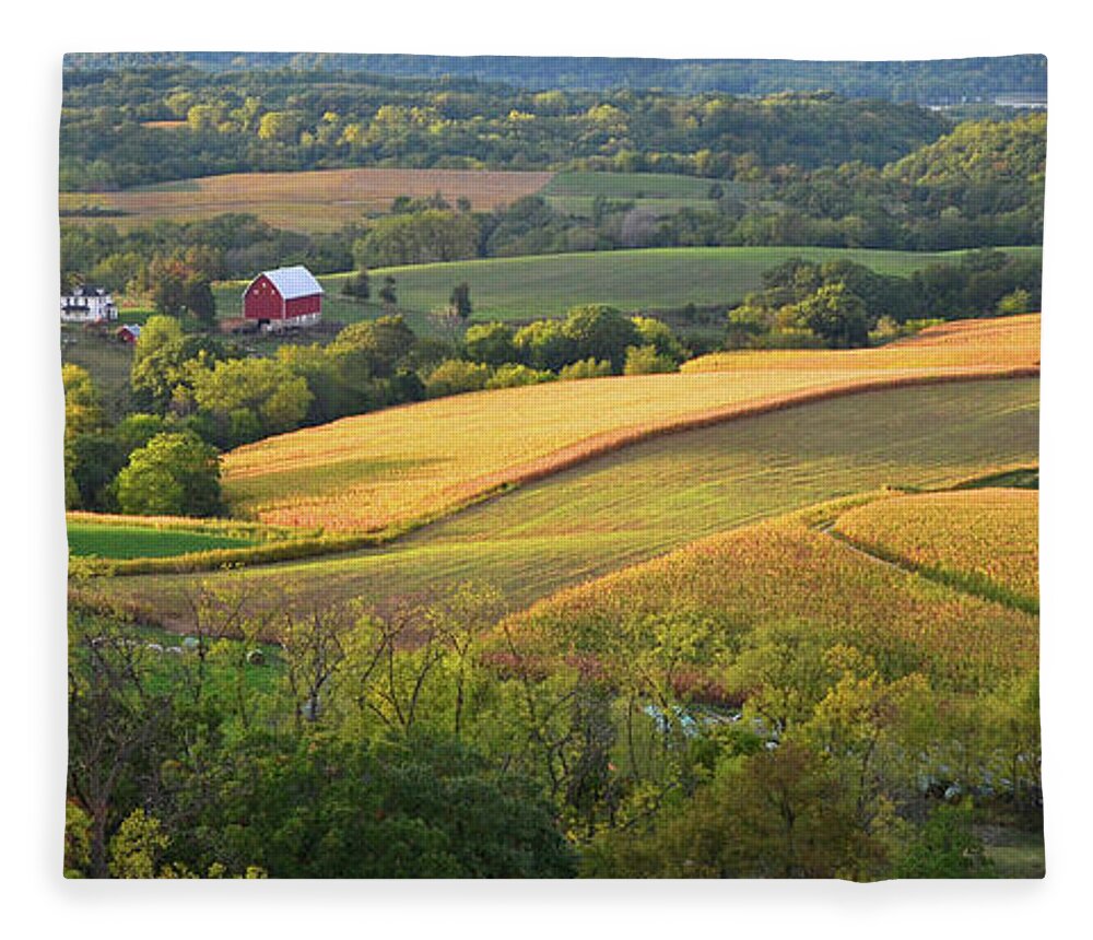 Iowa Fleece Blanket featuring the photograph Iowa - Grant Wood Country by Ron Long