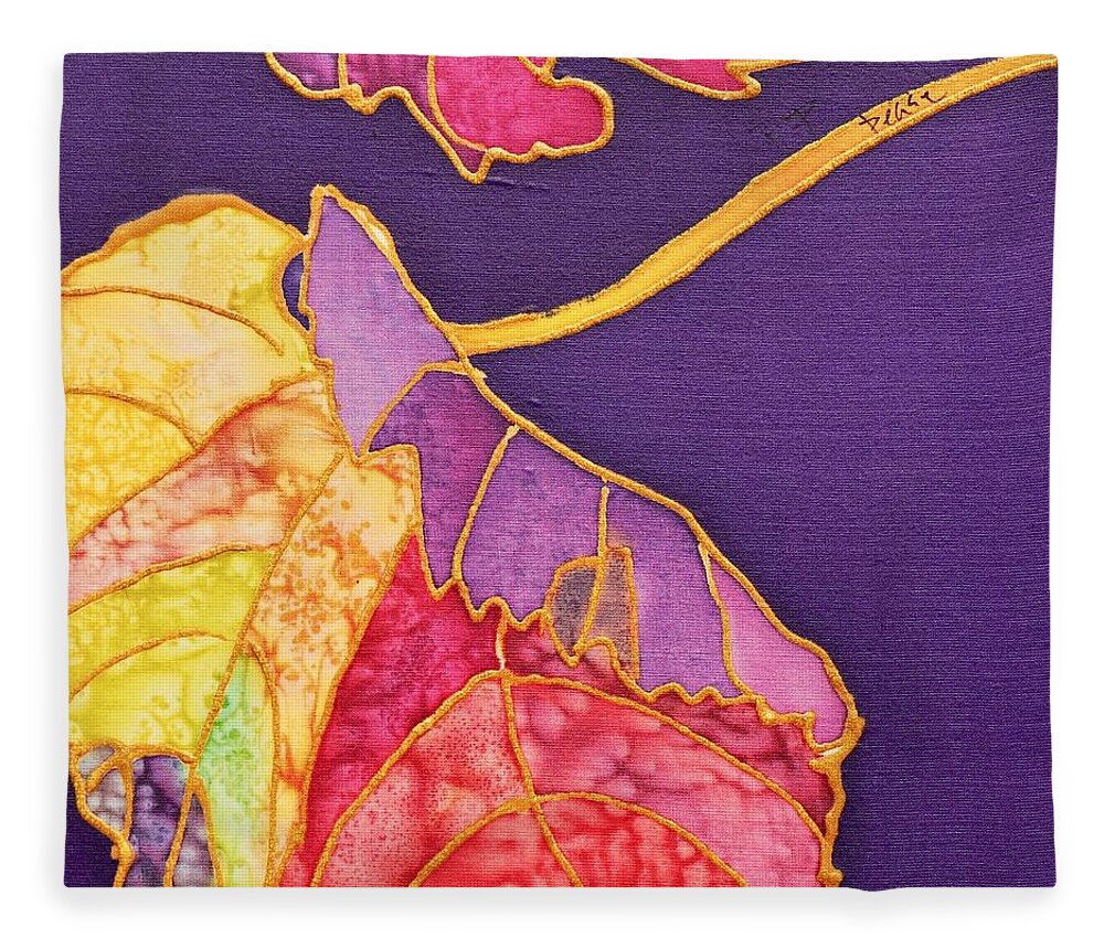  Fleece Blanket featuring the painting Grape Leaves by Barbara Pease