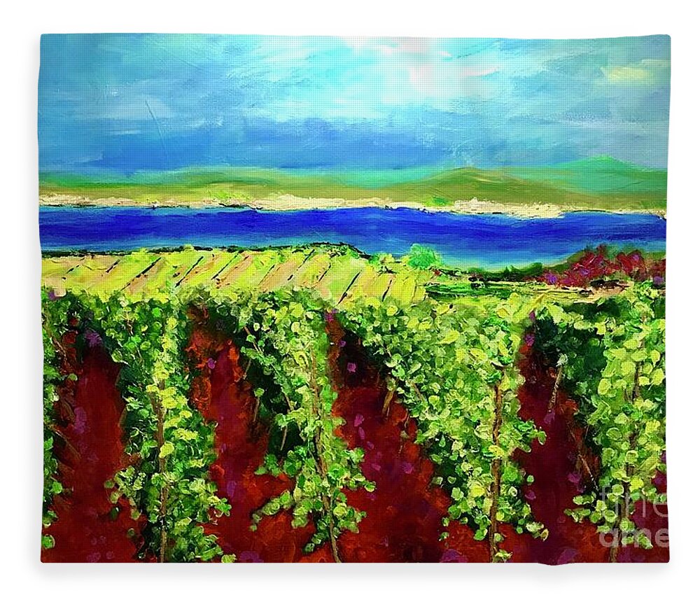 Grapes Fleece Blanket featuring the painting Grape One Orchard by Sherry Harradence