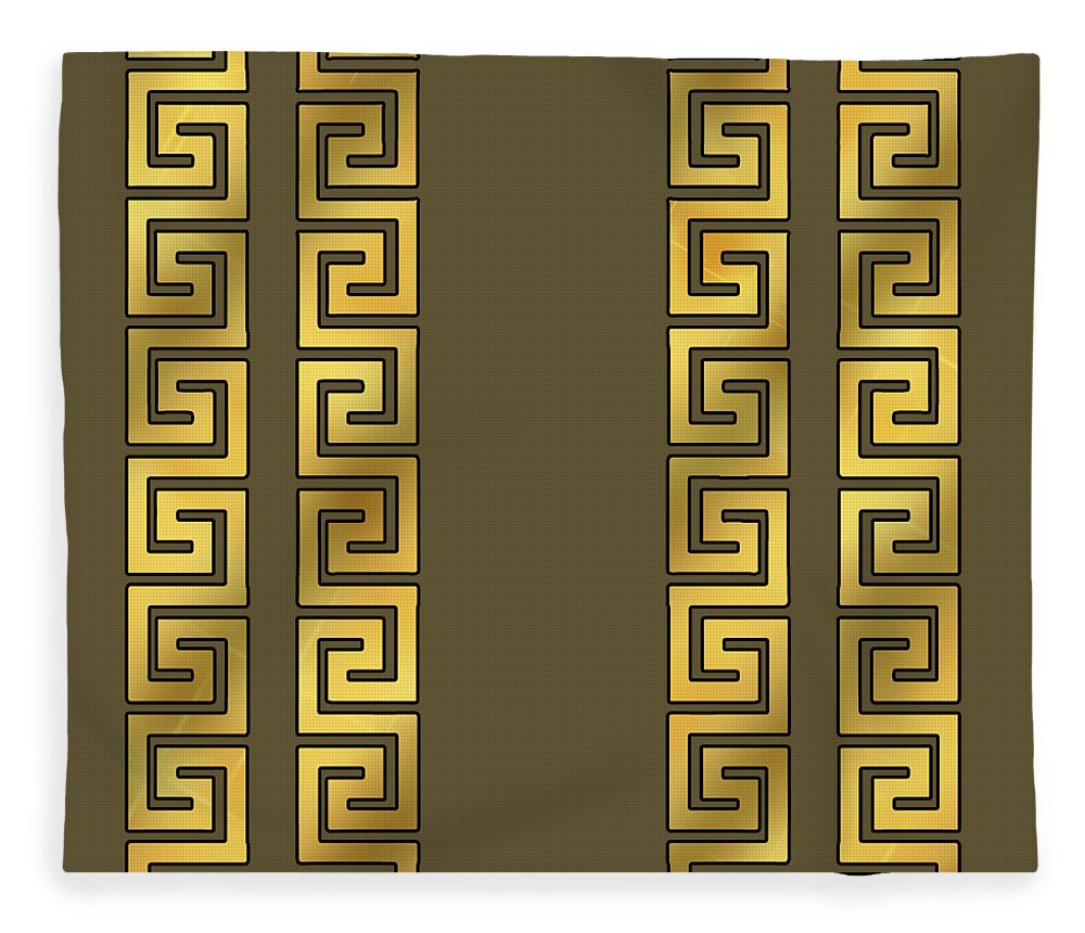 Greek Key Fleece Blanket featuring the digital art Greek Key Gold Pattern by Chuck Staley