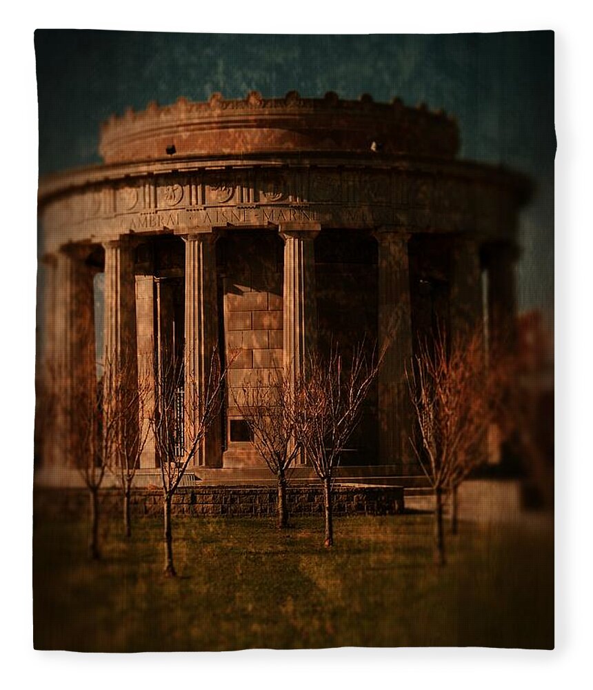 Textured Fleece Blanket featuring the photograph Greek Temple Monument War Memorial by Angie Tirado