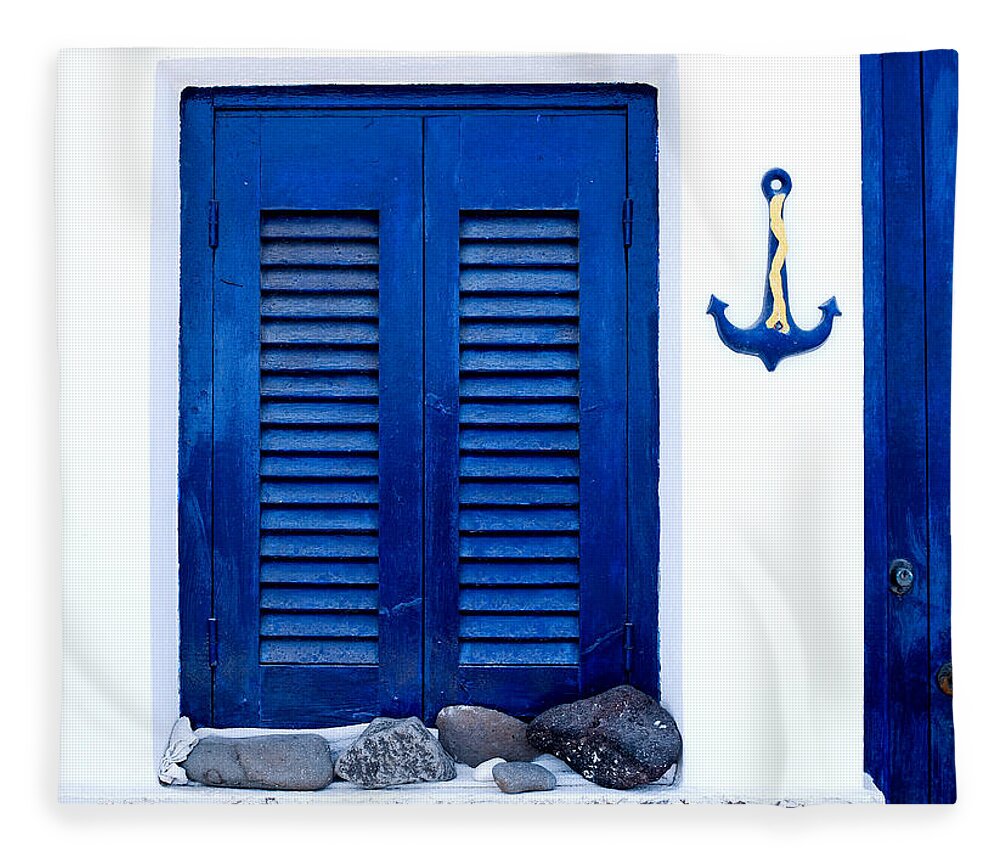 Home Fleece Blanket featuring the photograph Greek traditional house exterior by Michalakis Ppalis