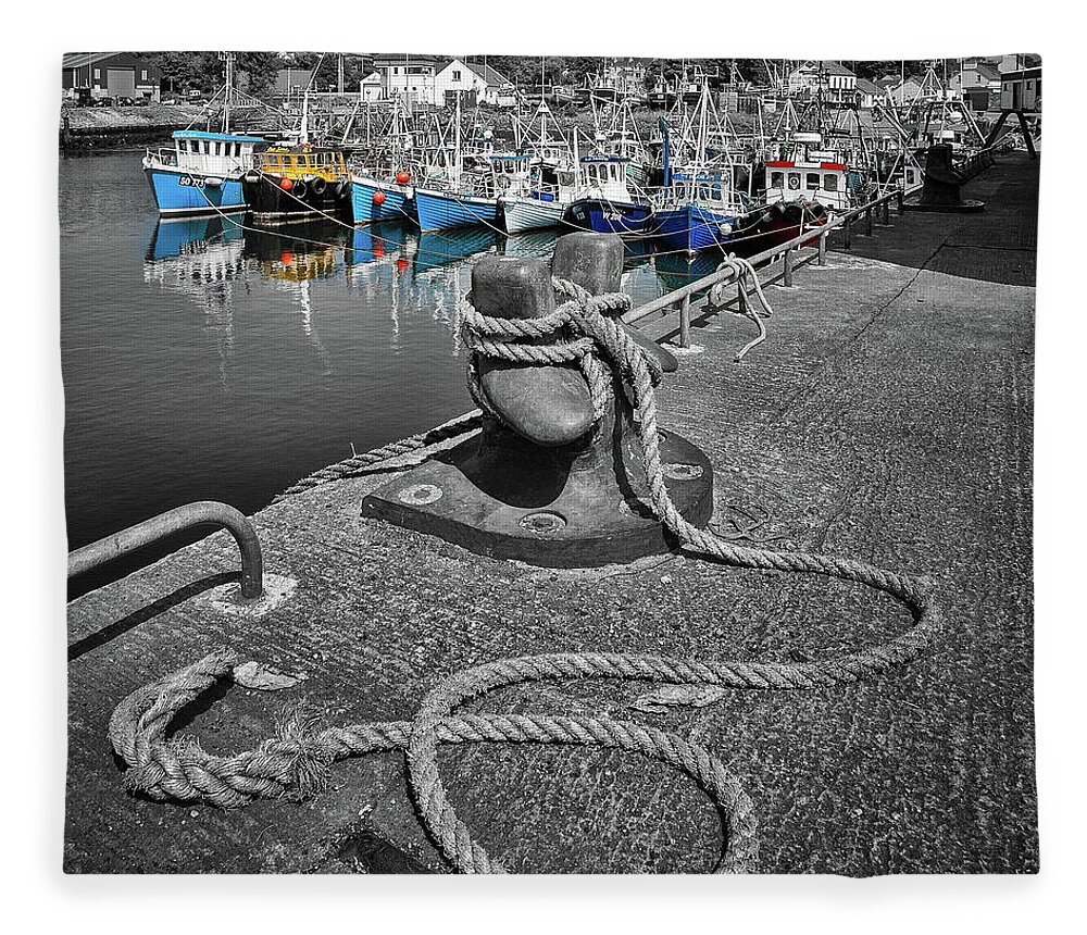 Greencastle Fleece Blanket featuring the photograph Greencastle Harbour by Nigel R Bell
