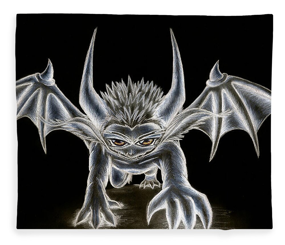 Demon Fleece Blanket featuring the painting Grevil Pastel by Shawn Dall