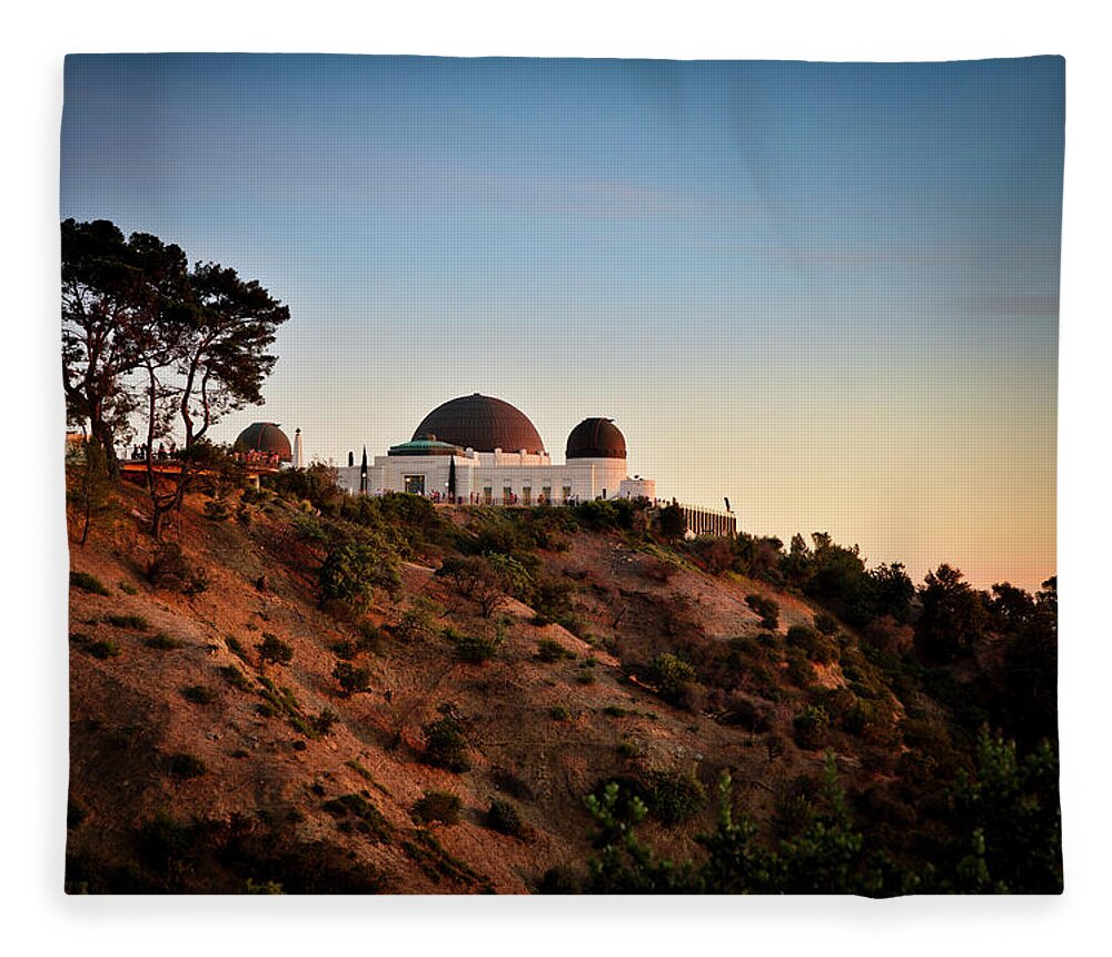 Griffith Park Observatory Fleece Blanket featuring the photograph Griffith Observatory Sunset by Gene Parks