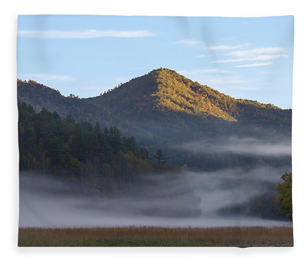 Mountains Fleece Blanket featuring the photograph Ground Fog in Cataloochee Valley - October 12 2016 by D K Wall