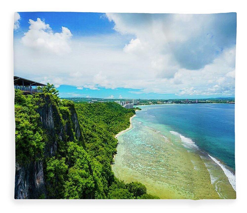 Usa Fleece Blanket featuring the photograph Guam Beautiful Sea by Street Fashion News