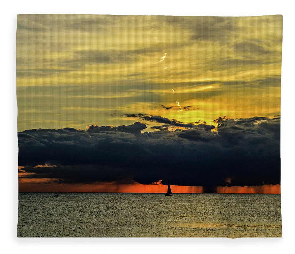 Sunset Fleece Blanket featuring the photograph Gulf Storms by Bradley Dever