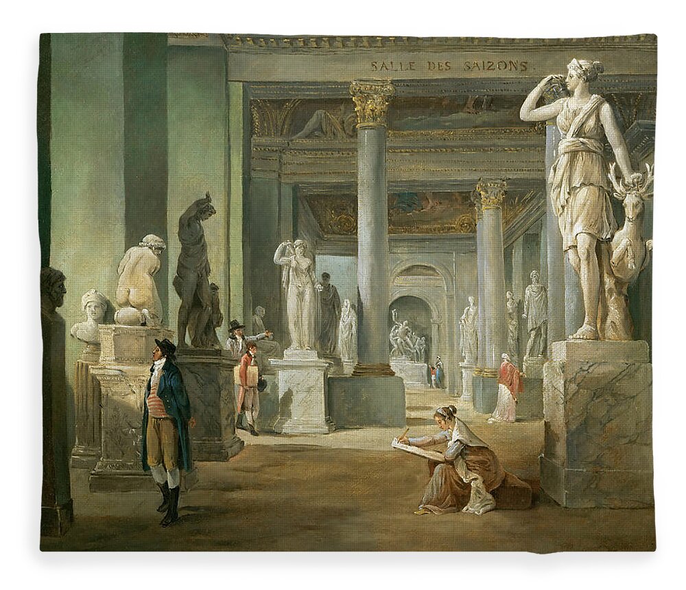 Hubert Robert Fleece Blanket featuring the painting Hall of Seasons at the Louvre by Hubert Robert