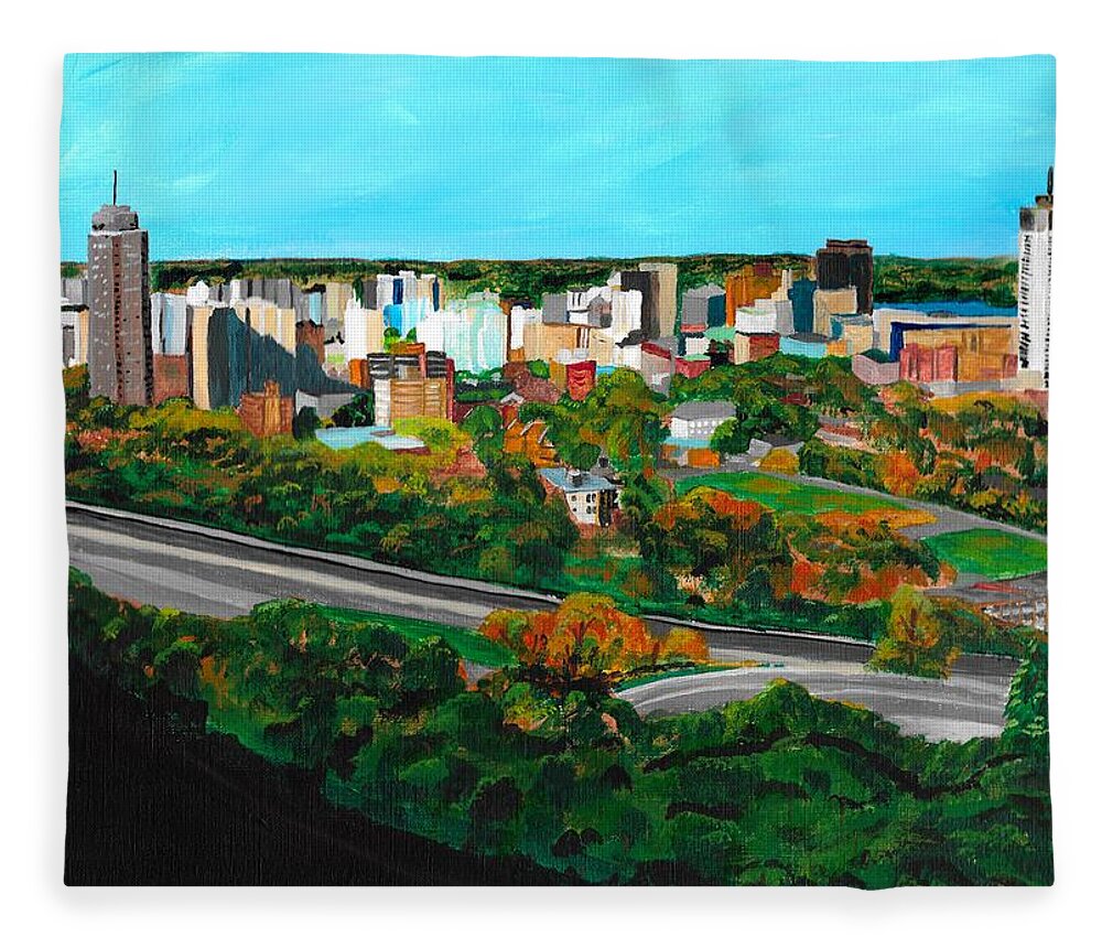 Hamilton Fleece Blanket featuring the painting Hamilton Ontario by David Bigelow