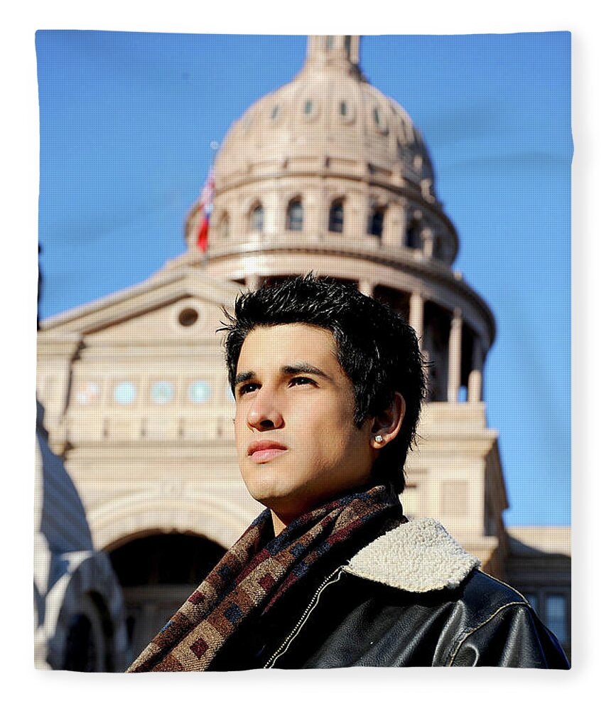 Handsome Fleece Blanket featuring the photograph Handsome Man at the Capitol by Gunther Allen