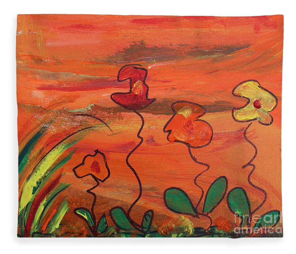 Happy Day Fleece Blanket featuring the painting Happy Day by Sarahleah Hankes
