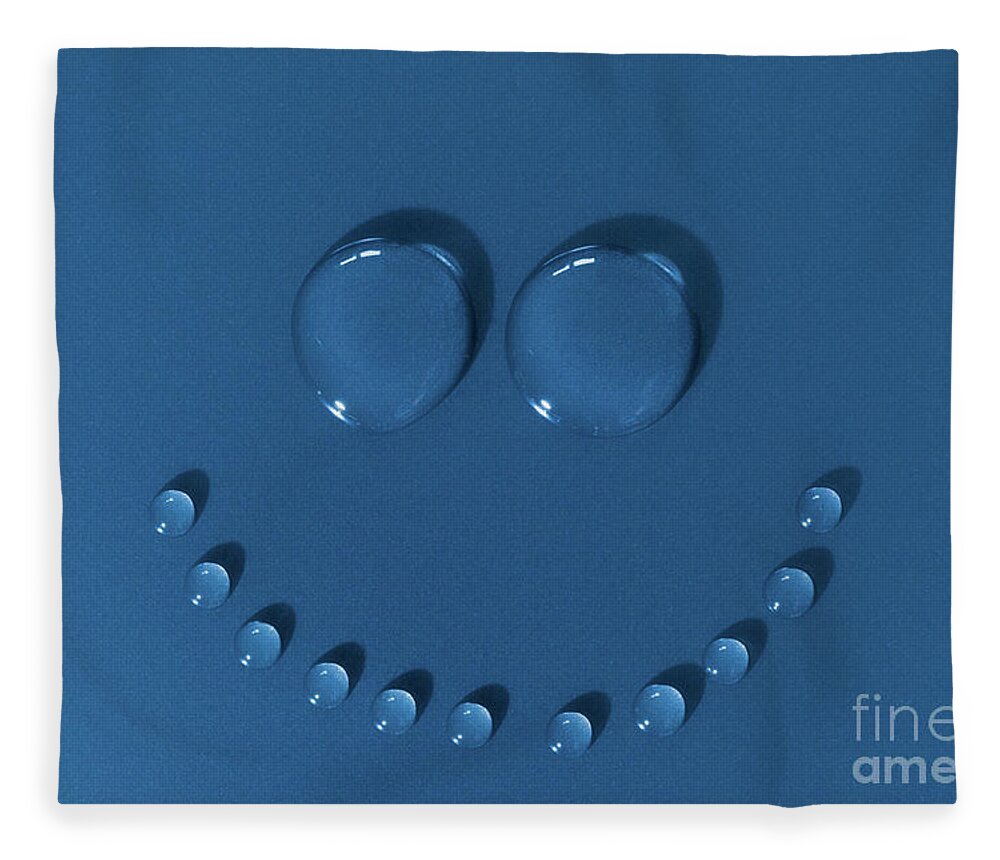 Face Fleece Blanket featuring the photograph Happy face made of water drops by Simon Bratt
