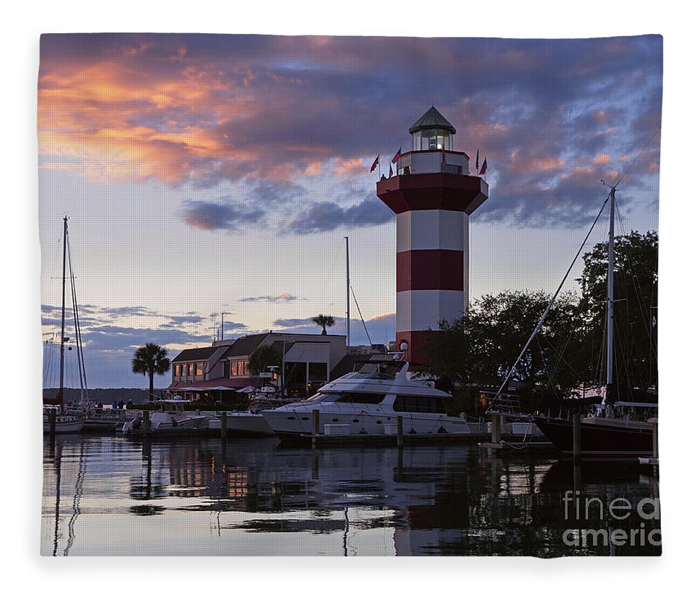 Harbour Town Fleece Blanket featuring the photograph Harbour Town at sunset Hilton Head Island by Louise Heusinkveld