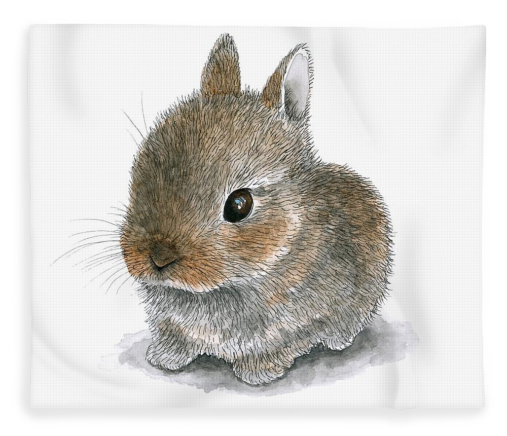 Hare Fleece Blanket featuring the painting Hare 61 by Lucie Dumas