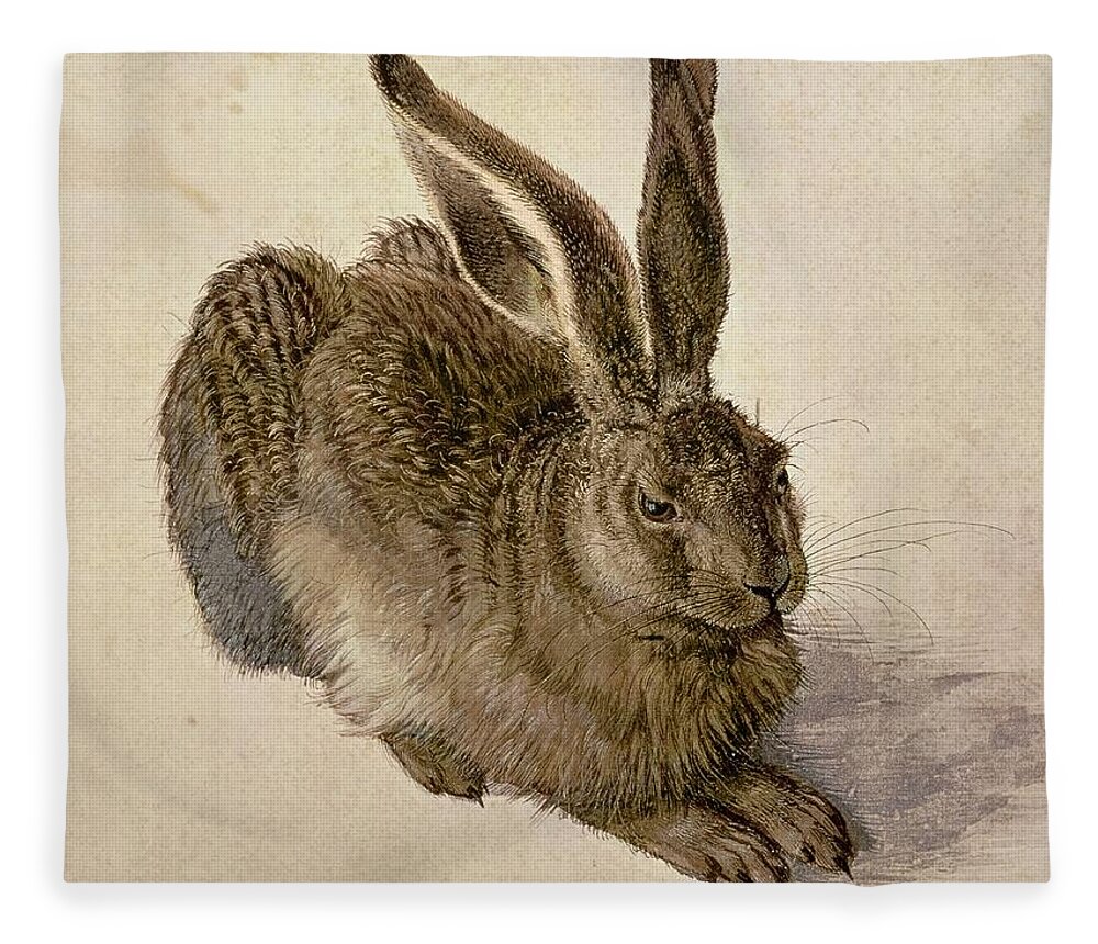 #faatoppicks Fleece Blanket featuring the painting Hare by Albrecht Durer