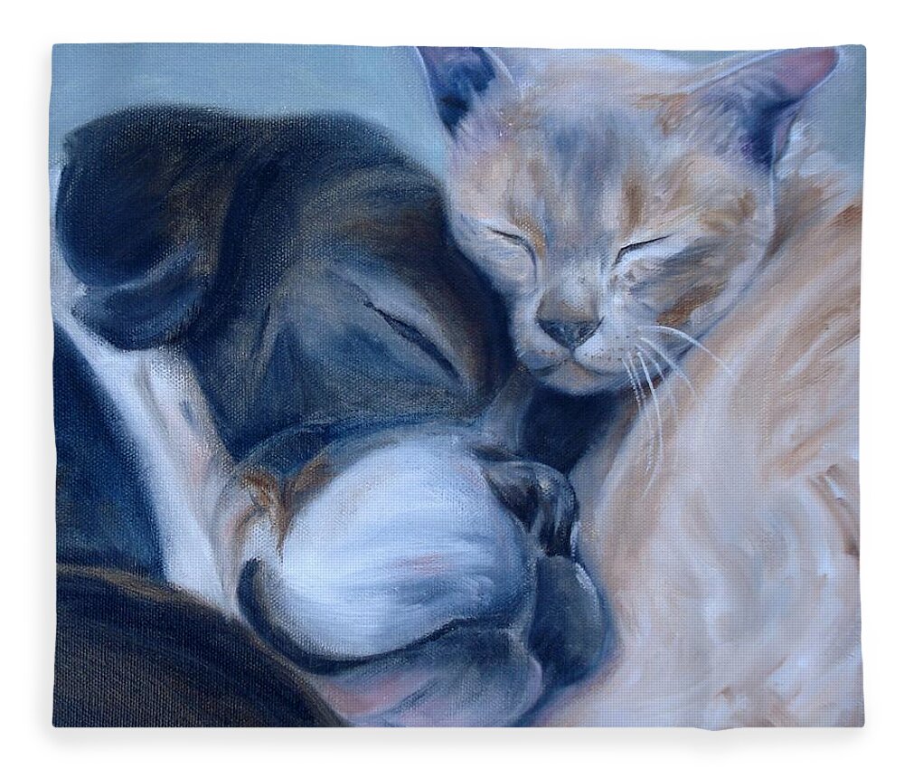 Dog Fleece Blanket featuring the painting Harmony by Donna Tuten