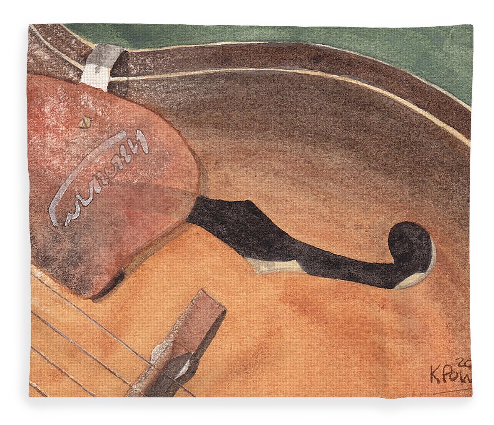 Guitar Fleece Blanket featuring the painting Harmony by Ken Powers