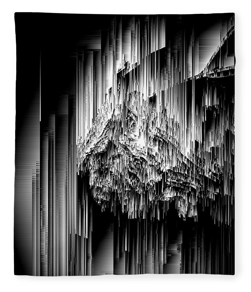 Glitch Fleece Blanket featuring the digital art Haunted Static - Pixel Art by Jennifer Walsh
