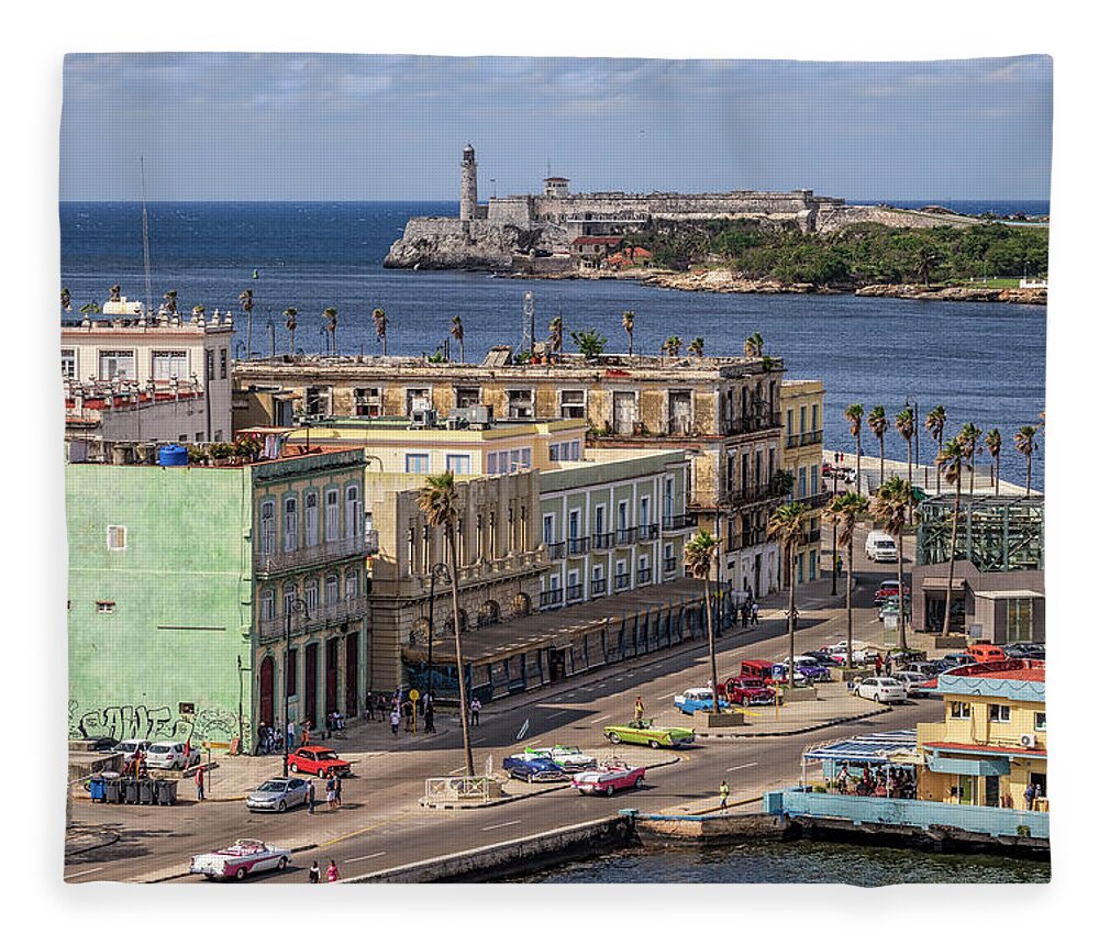 Havana Fleece Blanket featuring the photograph Havana By The Port by Steven Sparks