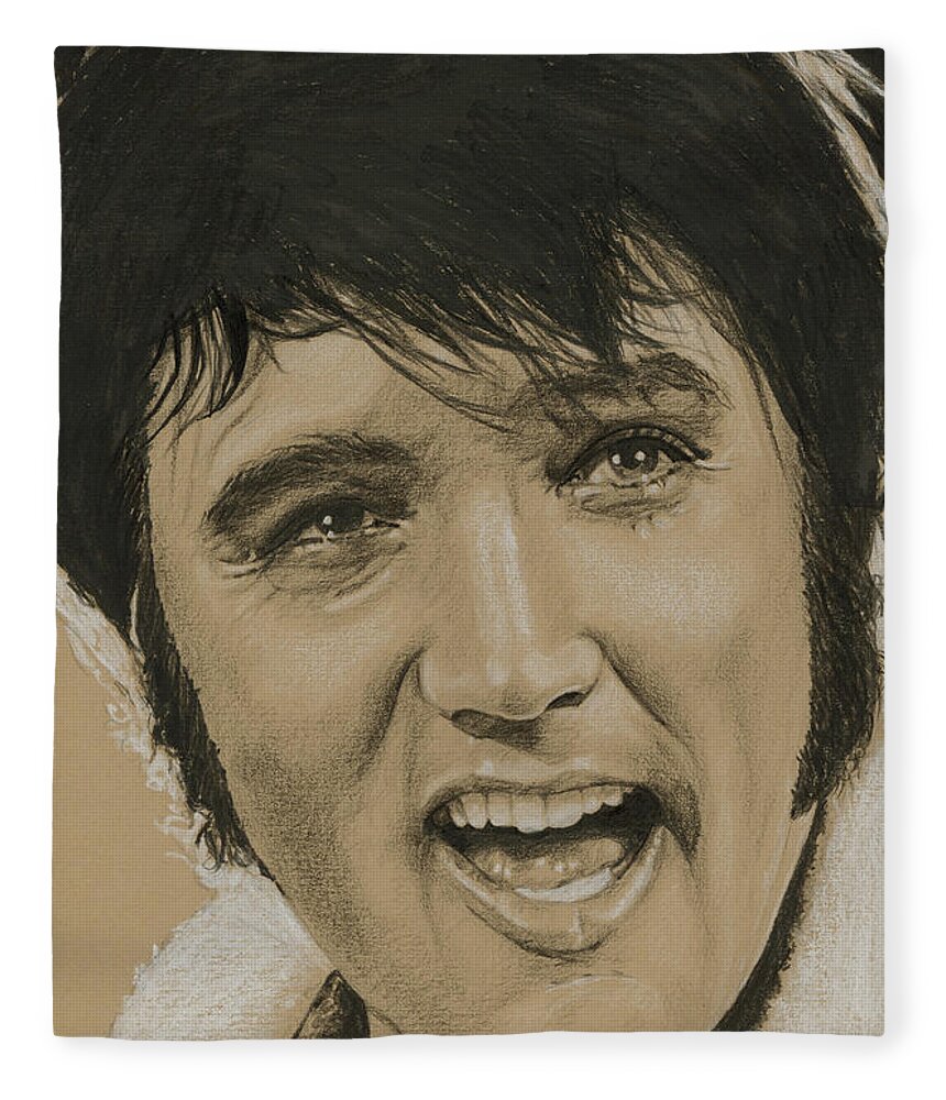 Elvis Fleece Blanket featuring the drawing Have a happy by Rob De Vries