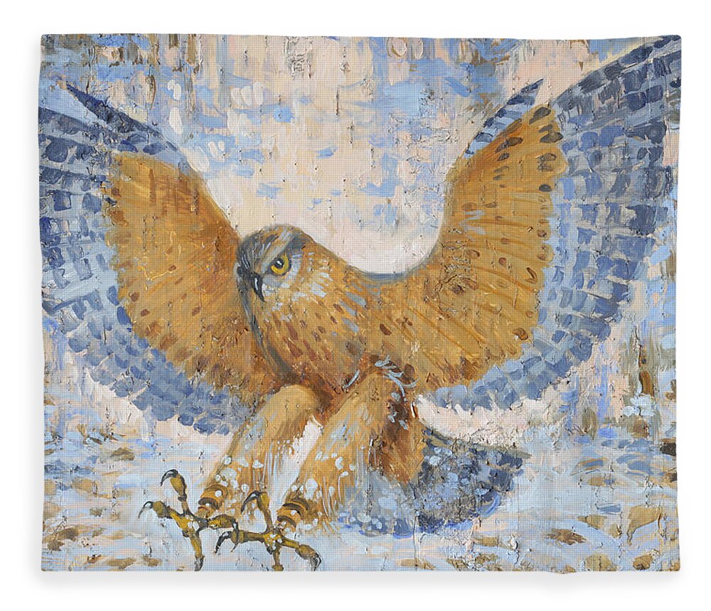 Hawk Fleece Blanket featuring the painting Hawk by Ilya Kondrashov