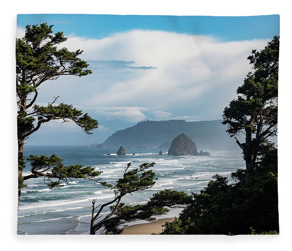 Cannon Beach Fleece Blanket featuring the photograph Haystack Views by Darren White