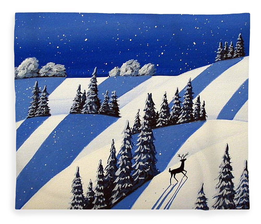 Art Fleece Blanket featuring the painting Heading North - modern winter landscape by Debbie Criswell