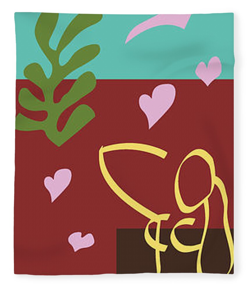 Henri Matisse Fleece Blanket featuring the painting Health - Celebrate Life 3 by Xueling Zou