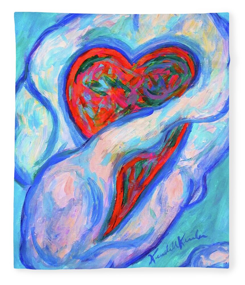 Cloud Prints For Sale Fleece Blanket featuring the painting Heart Cloud by Kendall Kessler