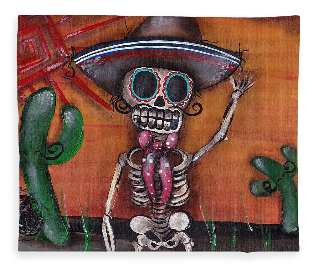 Day Of The Dead Fleece Blanket featuring the painting Heat Wave by Abril Andrade