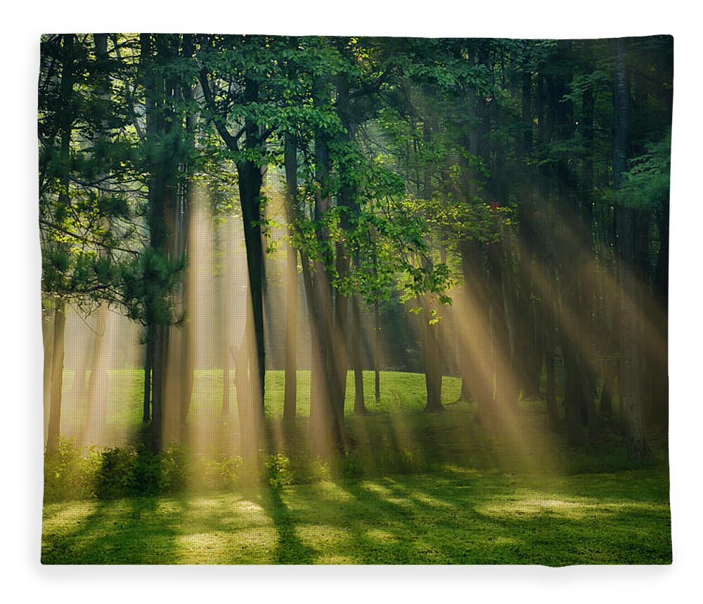 Sunrise Fleece Blanket featuring the photograph Heavenly Light Sunrise by Christina Rollo