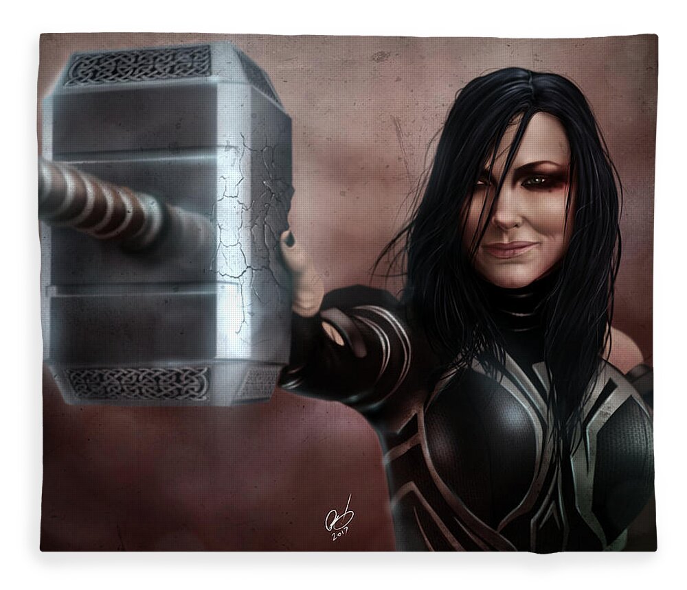 Marvel Fleece Blanket featuring the painting Hela by Pete Tapang